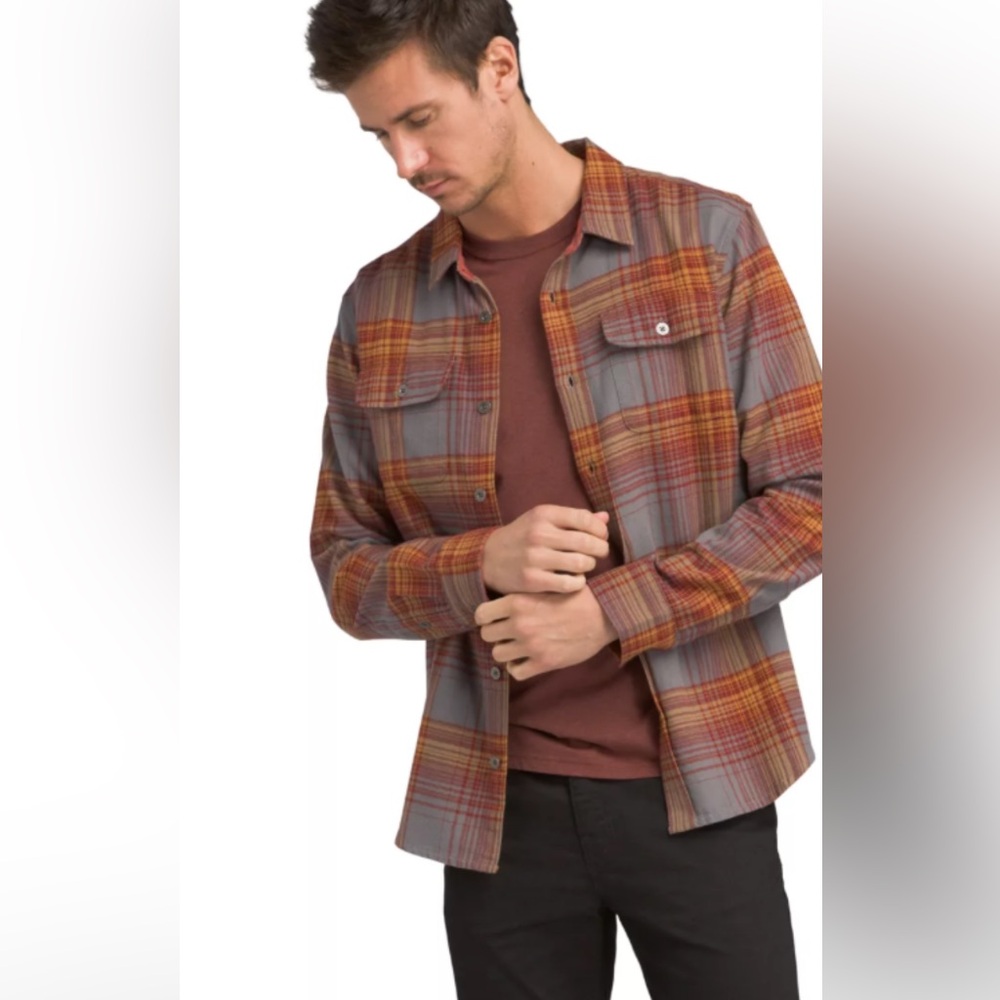 Prana Men’s Button Down Soft Plaid Shirt Size L.